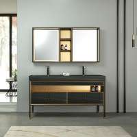 High fashion double mirror bathroom  cabinet stainless steel cabinet