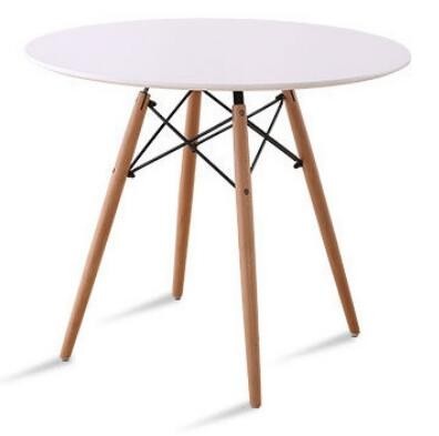 Wood color leg modern Dining Table home furniture round MDF dining living table