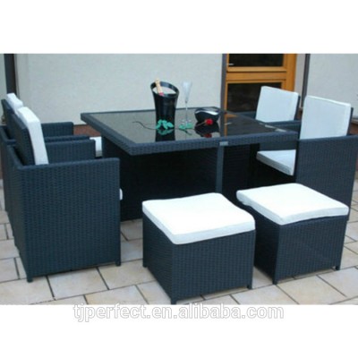 prestige leisure ways garden resin modern glass teak rattan wicker outdoor furniture with square chairs for restaurants